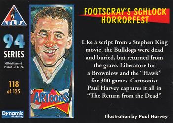 1994 Dynamic AFLPA #118 Footscray's Schlock Horrorfest Back
